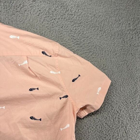 J Crew Shirt Men's medium Pink Flex Fishbone Graphic All over Casual Mercantile - Picture 9 of 14
